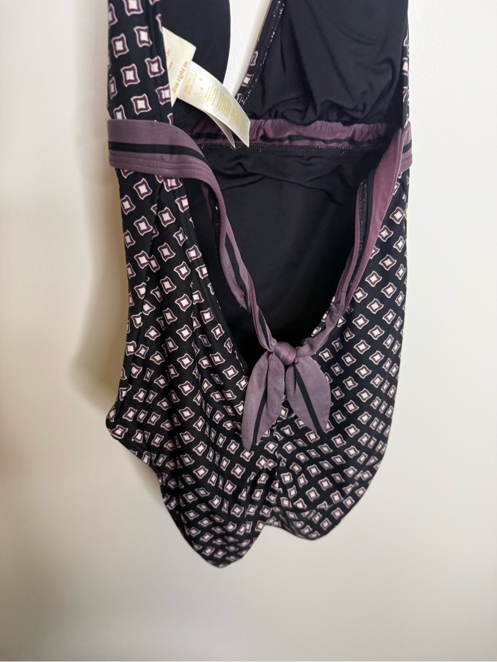 kate spade Black Patterned Halter One-Piece Swimsuit purple size large - Picture 6 of 7